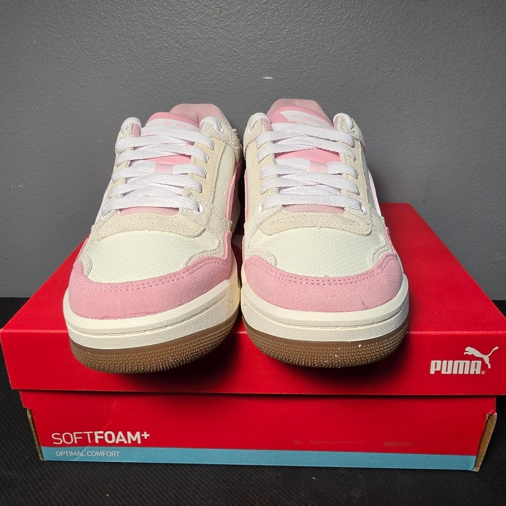 New Women 5.5 Puma Rebound Retro SD Jr 403273-01 Pink White Suede Basketball - Picture 3 of 9